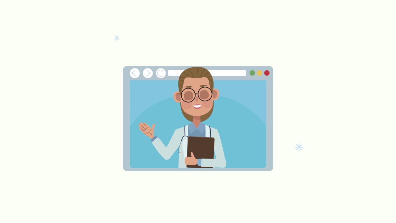 female doctor in webpage medical animation