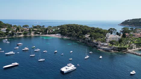 Yachts-and-boats-moored-Cap-Ferrat-France-drone,aerial