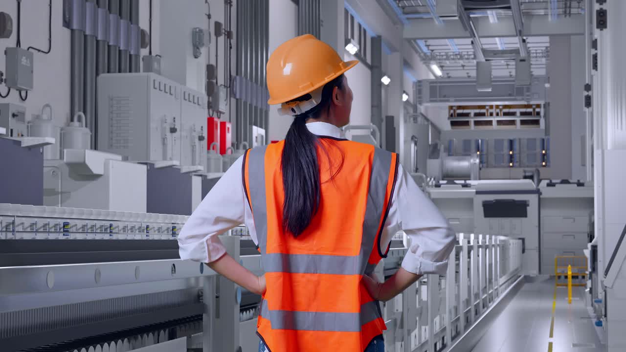 Female Engineer Inspecting Manufacturing Line