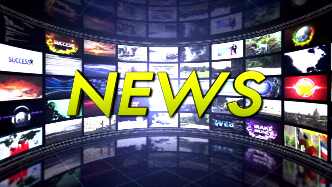 animación de texto de noticias en la sala de monitores, bucle