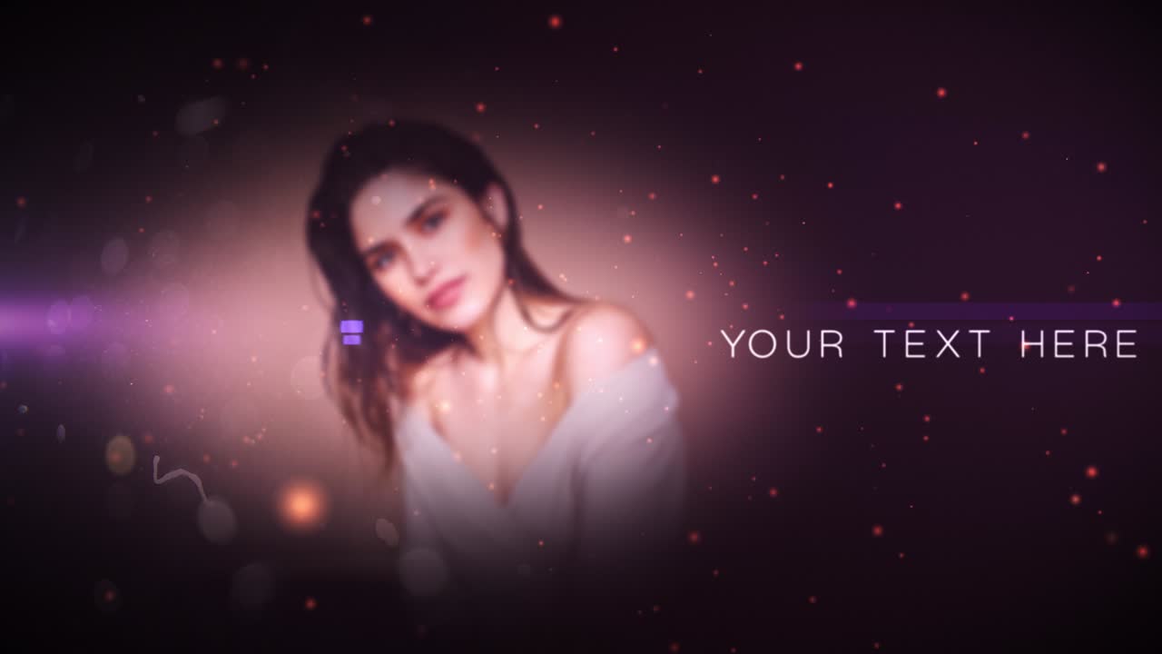 Dynamic title and media intro with glowing particles and neon line for presentations