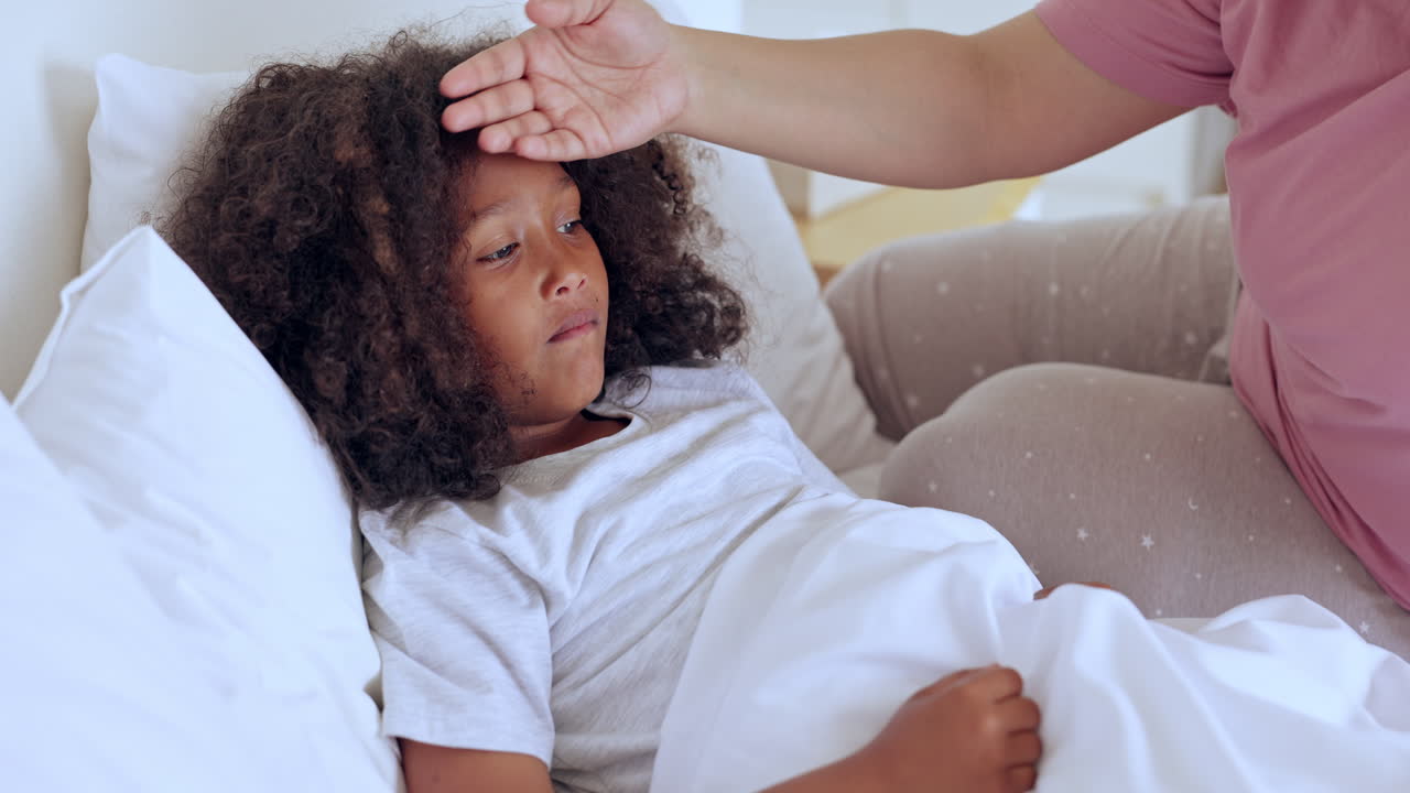 Health, hand or girl child and sick with check