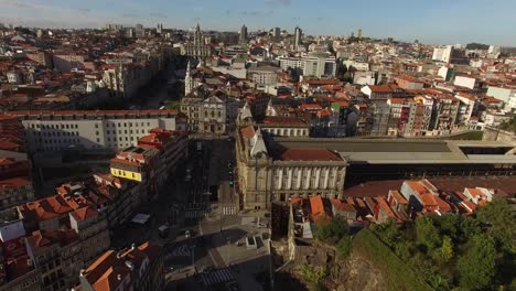 city streets of porto aerial view, portugal