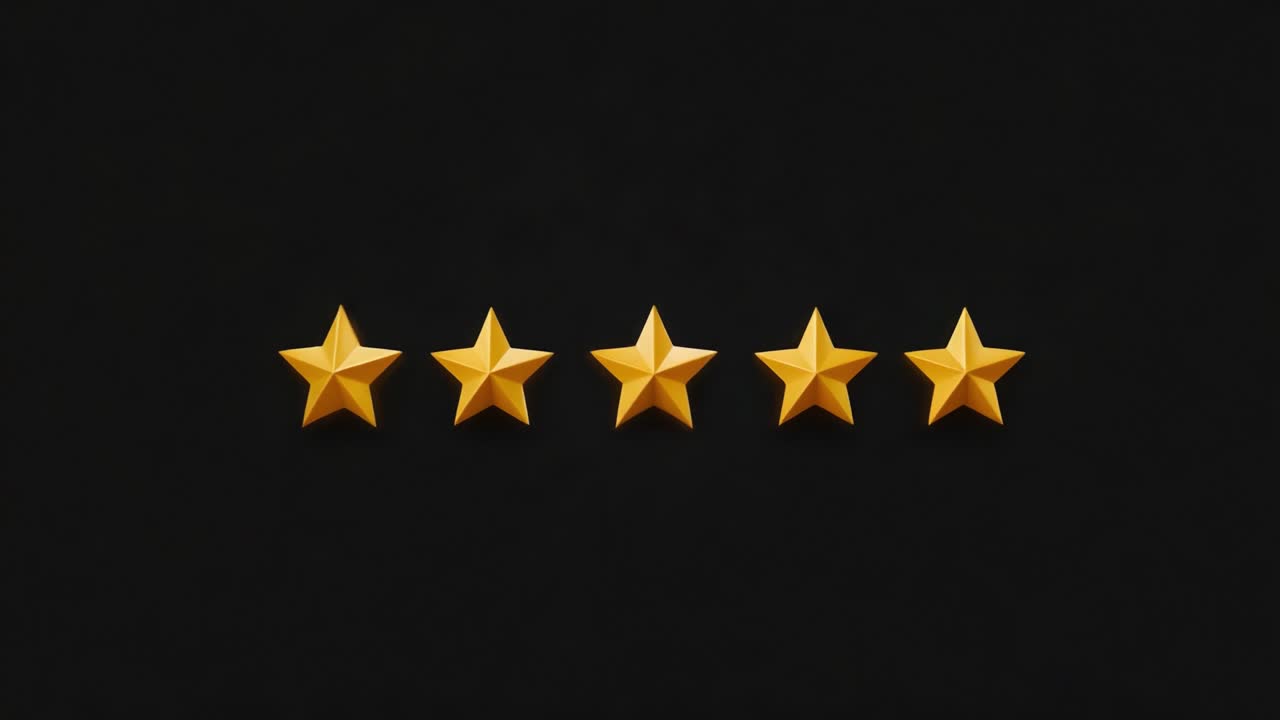 A Display of Five Golden Stars Representing Excellence and High Rating, Showcasing the Symbol of Quality and Achievement in a Minimalistic Presentation