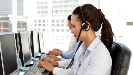 business people working at a call centre