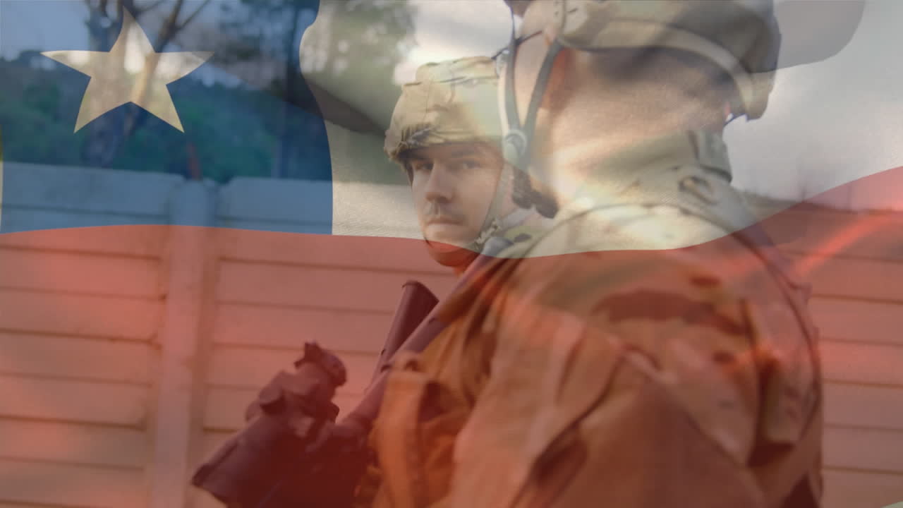 무기를 가진 군인 위에 칠레의 발의 애니메이션