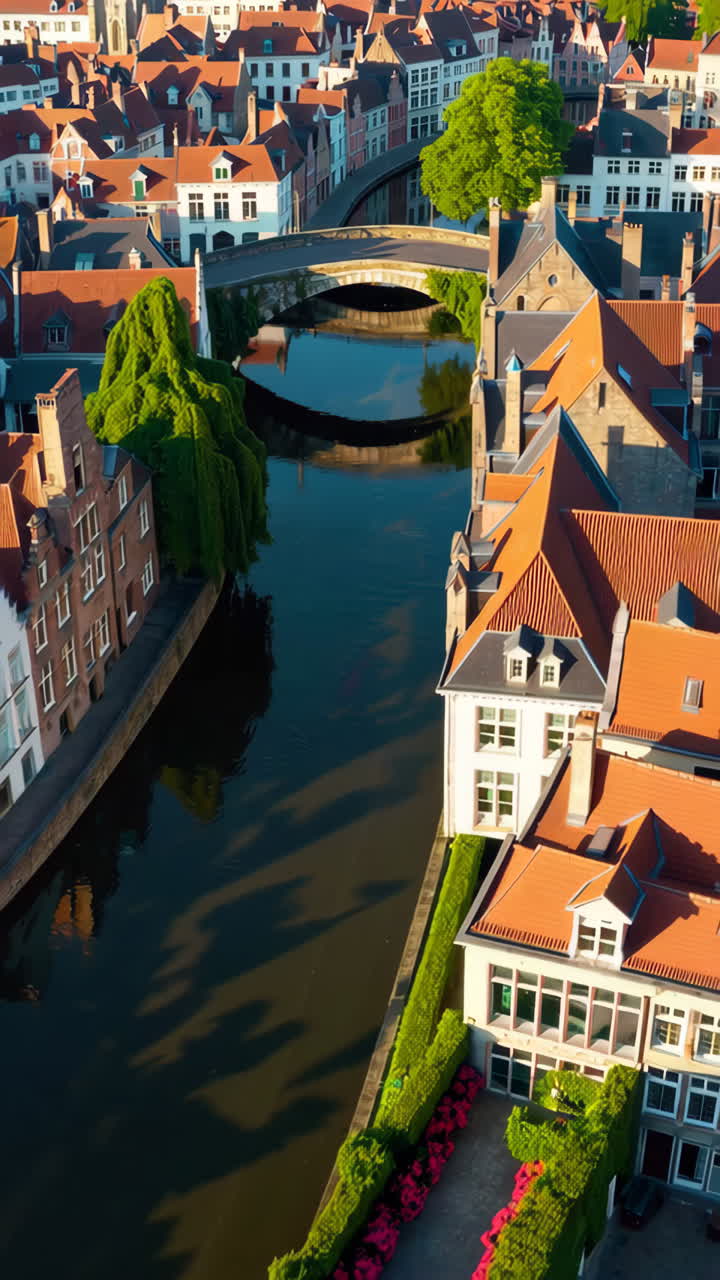 Aerial View of Gent, Belgium - Canal and Old Town