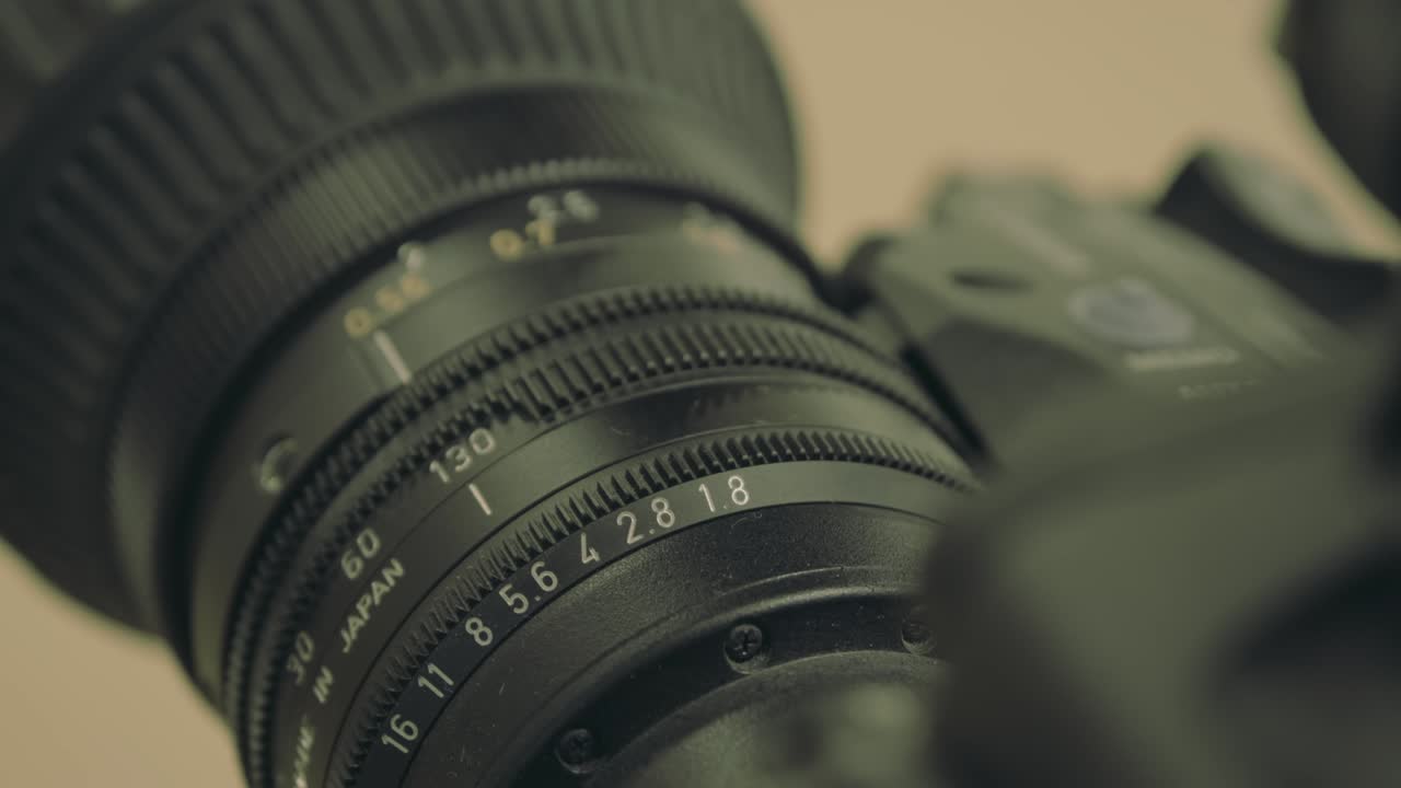 Pack shot Working Camera Lens, close-up