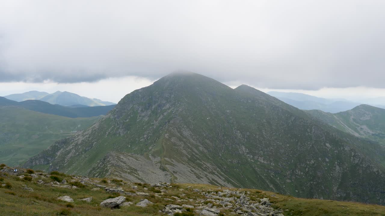 Landscape of Maramures mountains on a cloudy and foggy day