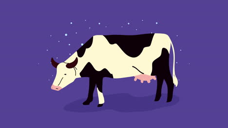 animación de estilo de vida de la granja con la vaca