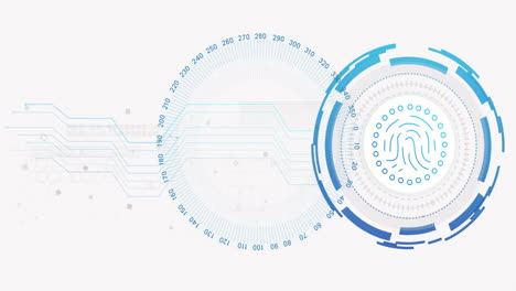 escaneo de huellas dactilares y circuitos digitales, animación de tecnología de seguridad biométrica