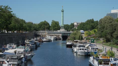 boats on port de l'arsenal garden near place de la bastille