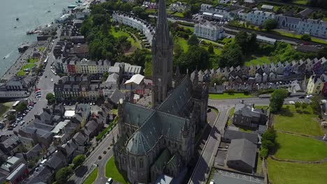 aerial view of st colman's cathedral in cobh, ireland