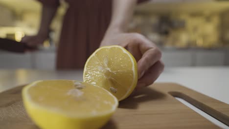 cutting a lemon