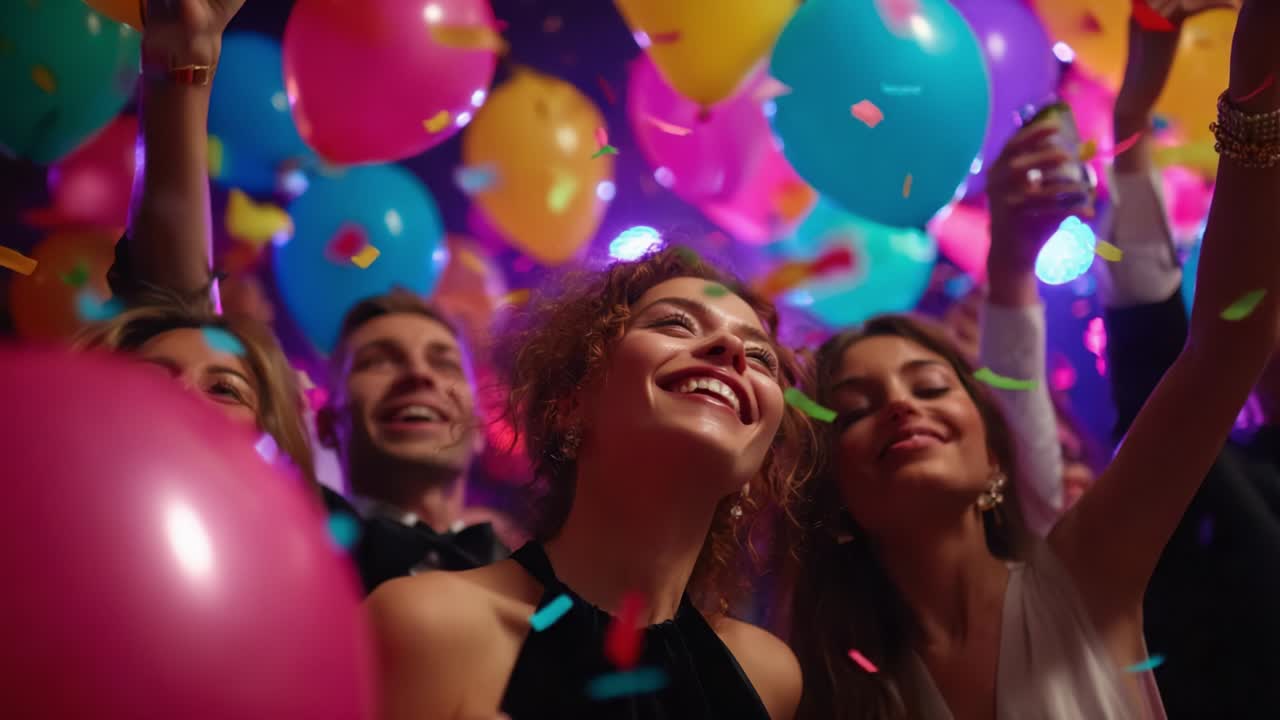 A Joyous Celebration Filled with Bright Balloons and Excited Faces, Capturing Moments of Happiness and Togetherness at a Festive Event, Highlighting the Energetic Atmosphere of a Memorable Party