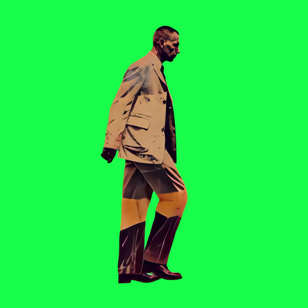Stylish abstract man silhouette animation, transparent 4K video, green screen