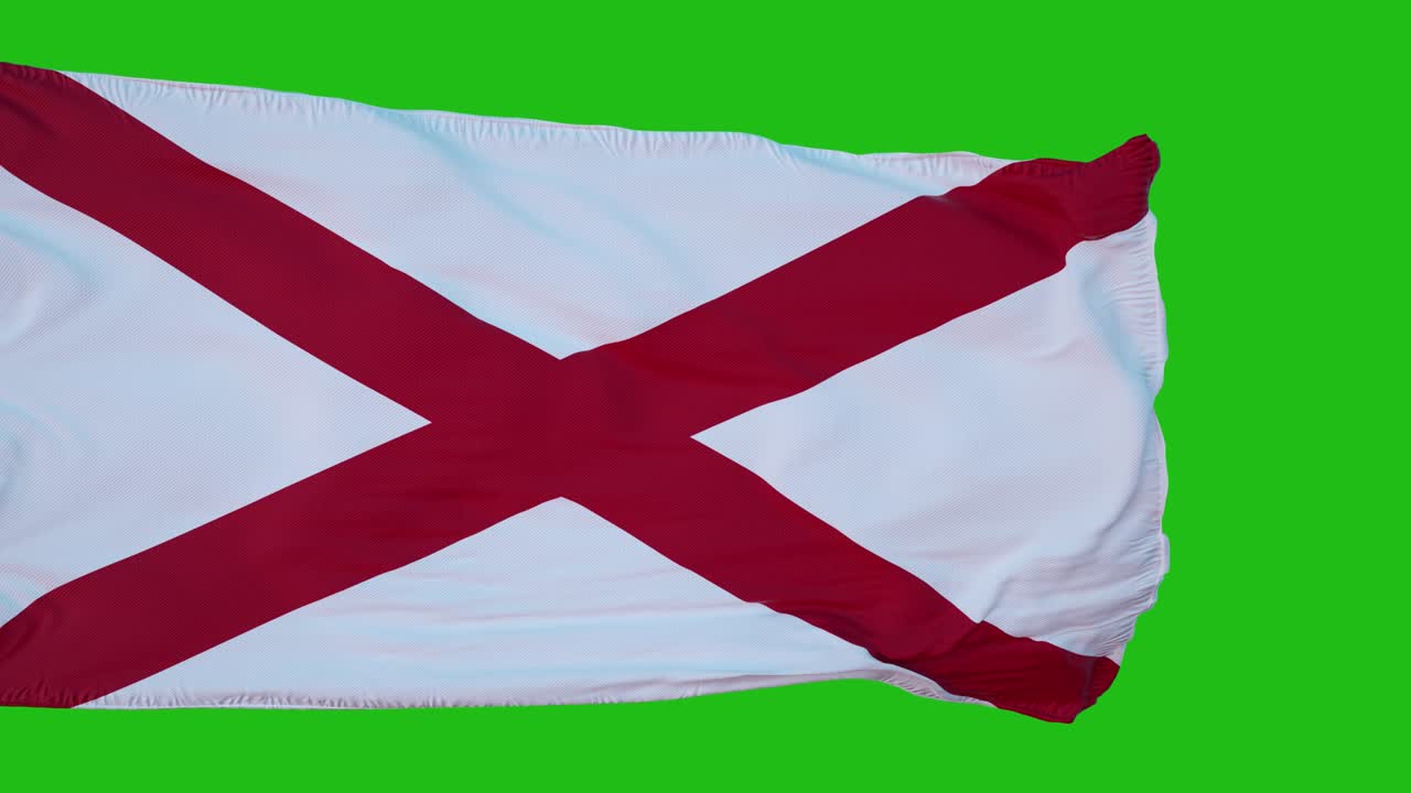 bandera de alabama en pantalla verde. perfecto para su propio fondo usando pantalla verde. renderización 3d