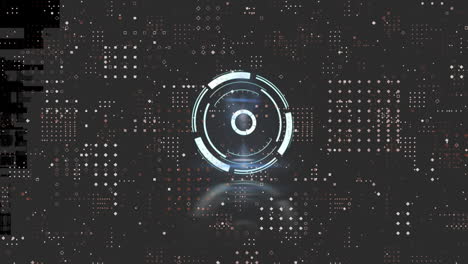 animación de la exploración del alcance sobre filas de puntos blancos sobre fondo negro