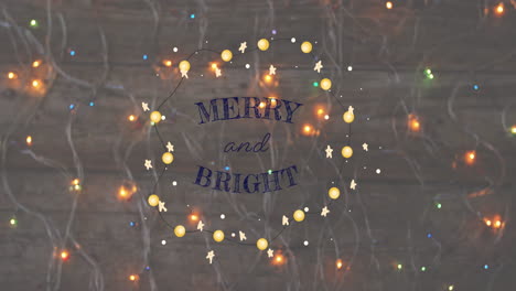 animation of merry christmas and bright text over lights