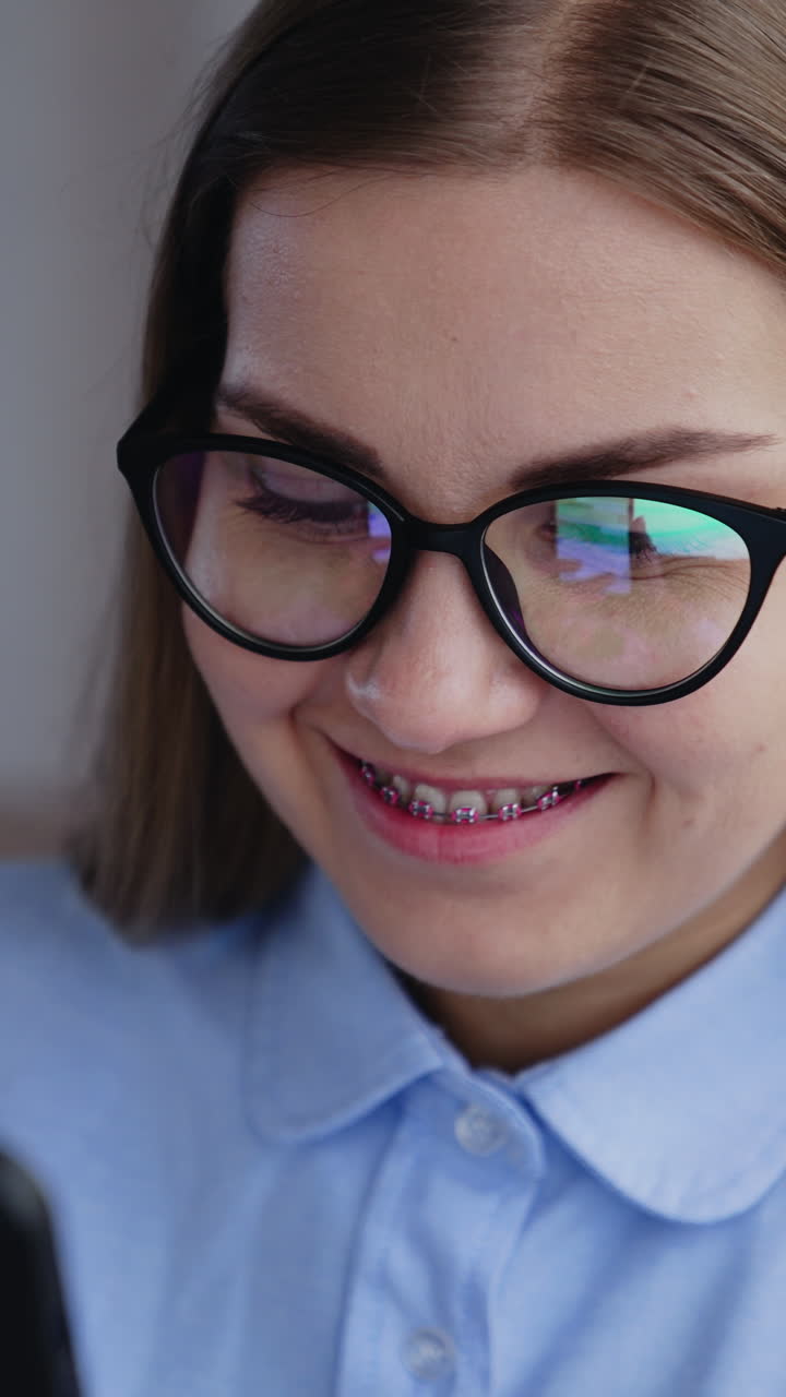 Woman Wearing Glasses and Braces