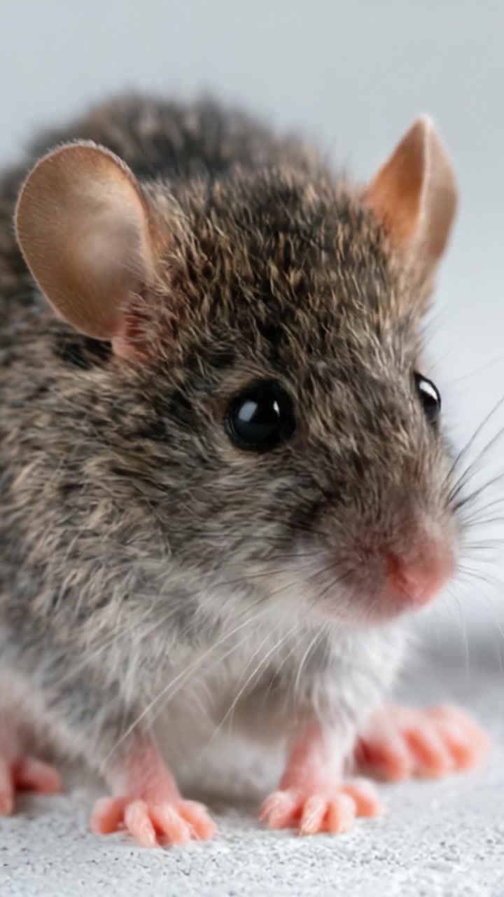 Captivating Close-up of an Adorable Rodent: Showcasing the Unique Features of a Small Mouse with Distinctive Ears and Whiskers in a Soft Focus Environment