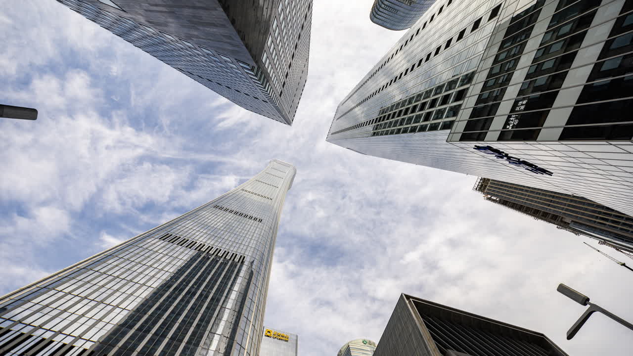 Timelapse of the Beijing city skyline from a high vantage point