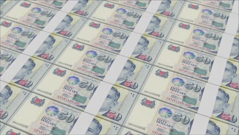 billetes de 50 dólares de singapur impresos por una imprenta de dinero