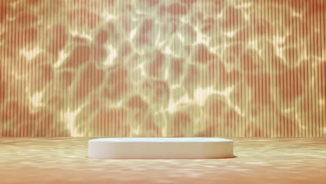 ondas abstractas y plataforma blanca fondo amarillo