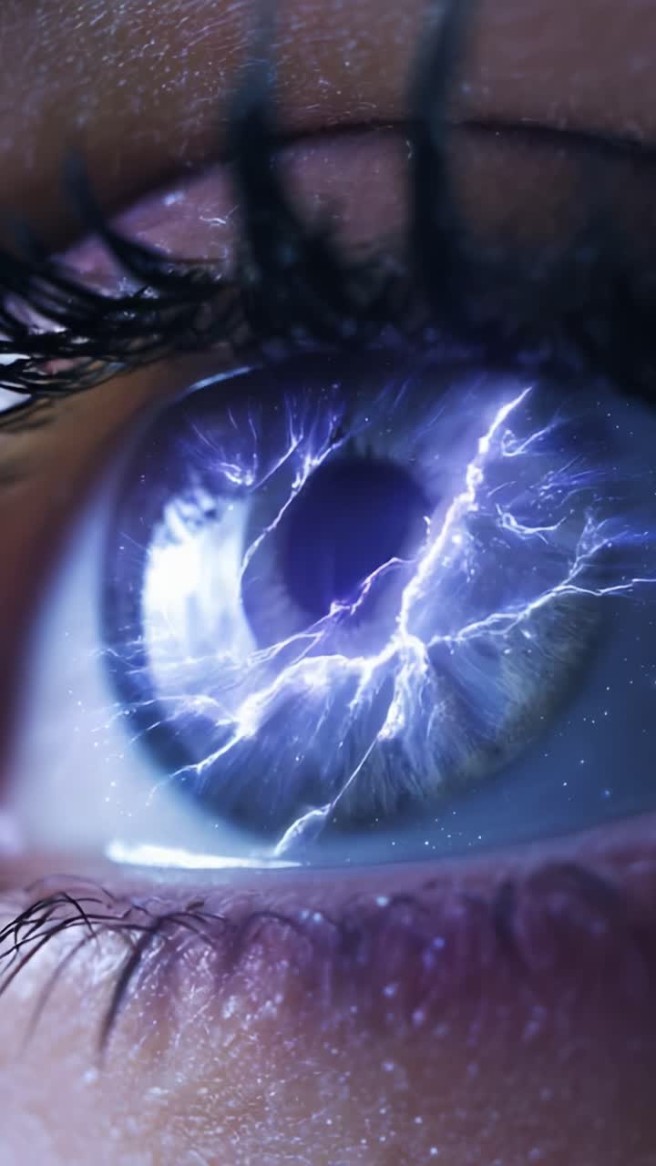 Una mirada cautivadora al ojo: una visión enigmática con colores eléctricos y patrones intrigantes que reflejan belleza y misterio