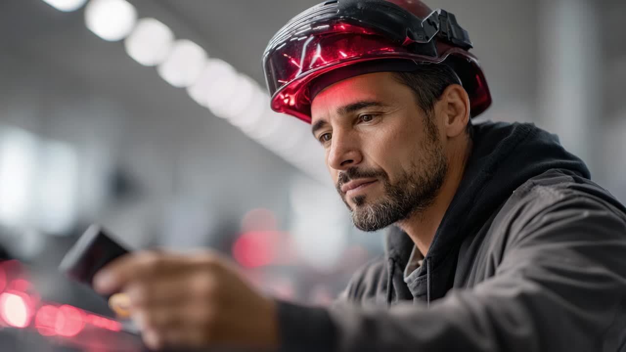 Man wearing a safety helmet