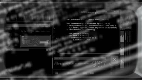 animación del procesamiento de datos sobre un fondo negro