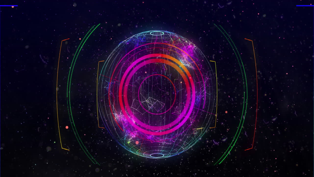 검은 바탕에 스 ⁇  스캔과 지구 회전의 애니메이션