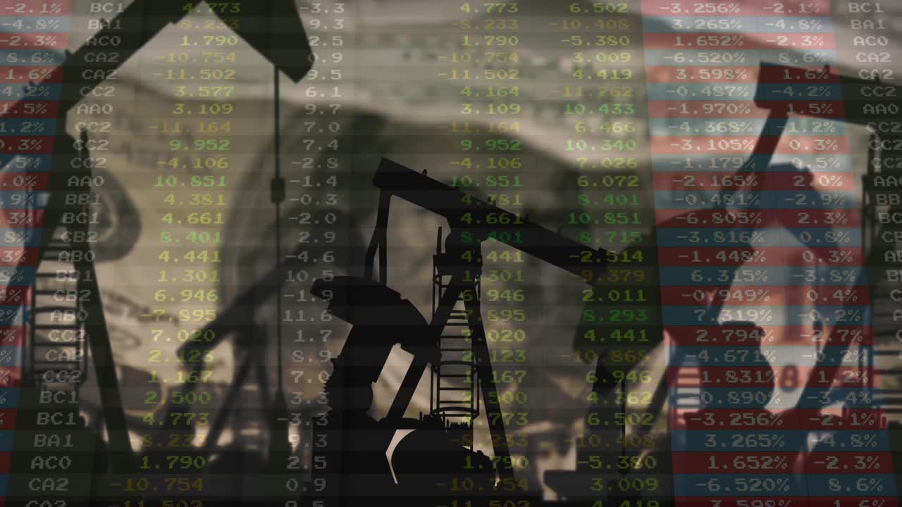 animación de tomas de bomba sobre dinero y datos