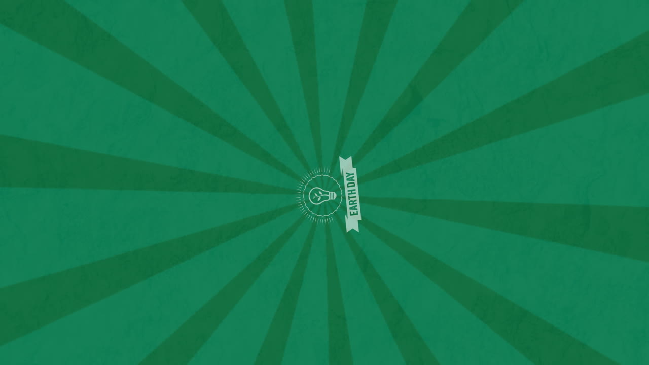 회전하는 녹색 배경과 전구와 함께 지구의 날의 애니메이션