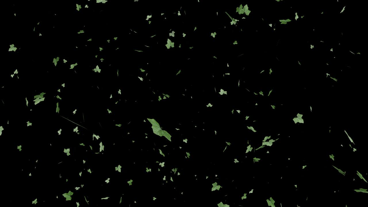 초록색 화면 배경으로 땅에 떨어지는 초록색 잎.