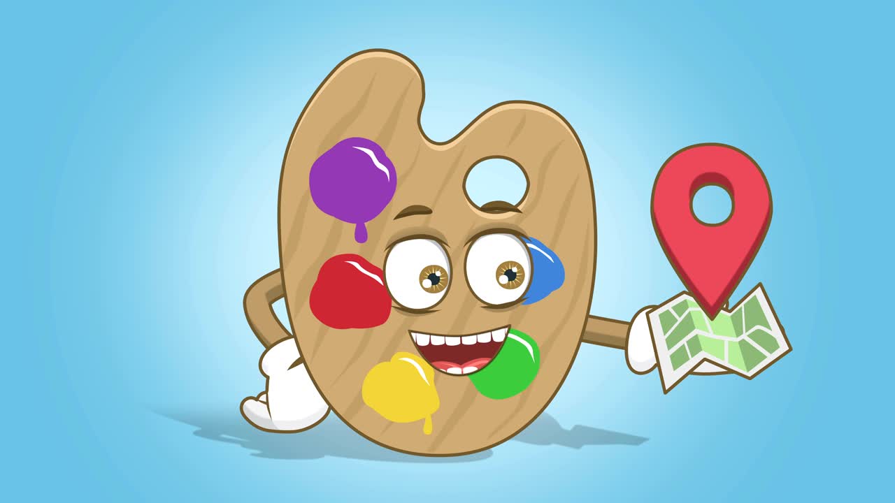 만화 예술가 색상 패 지도 위치 얼굴 애니메이션 알파 매트