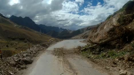 cruising on a bicycle at leh ladakh himalayas ghats pov