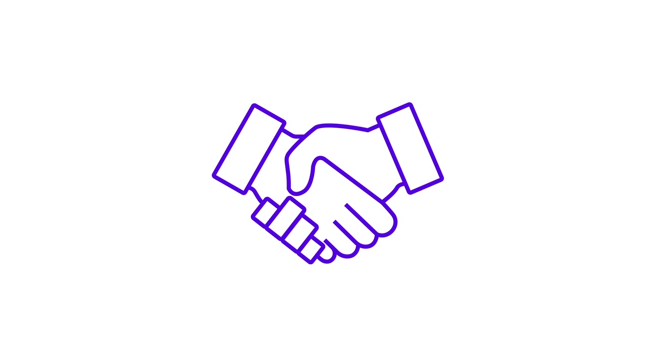 Animated Handshake Icon Representing Business Agreement and Partnership