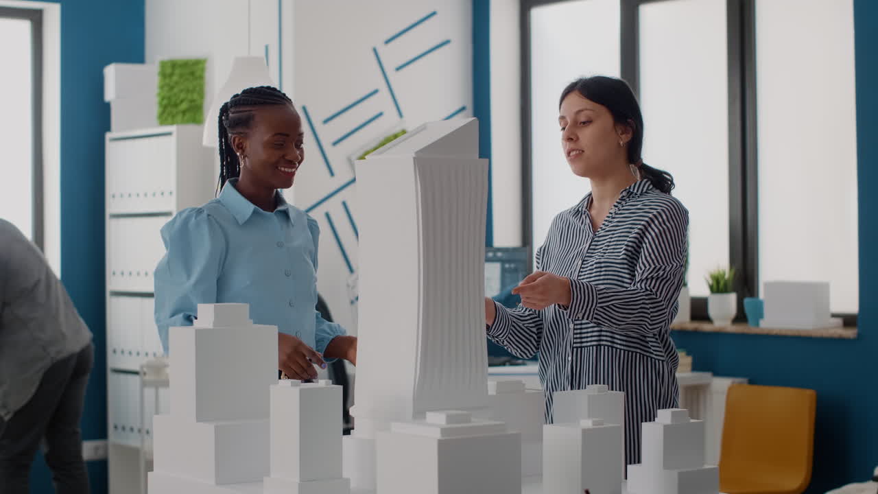 Architects discussing building design