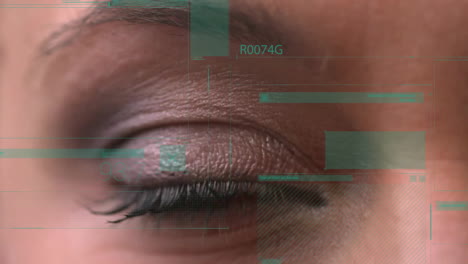Closed eye with digital data processing animation over eyelid and surrounding skin