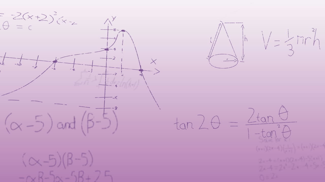 animación del procesamiento de datos matemáticos sobre un fondo rosa