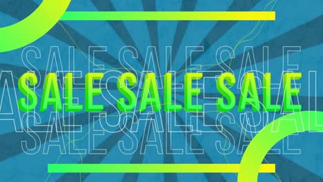 animation of sale text over moving stripes background