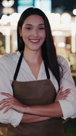 woman employee at night