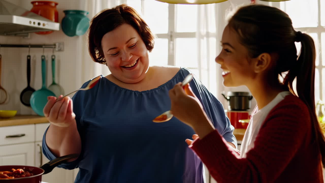 행복 한 가족 이 함께 요리 하는 것