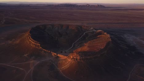 aerial: sunset in sahara desert