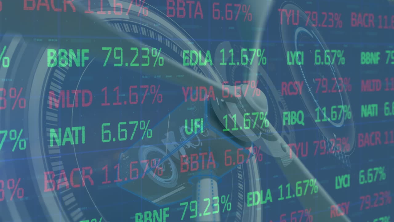 풍력 터빈을 통해 금융 데이터 및 처리 서클의 애니메이션