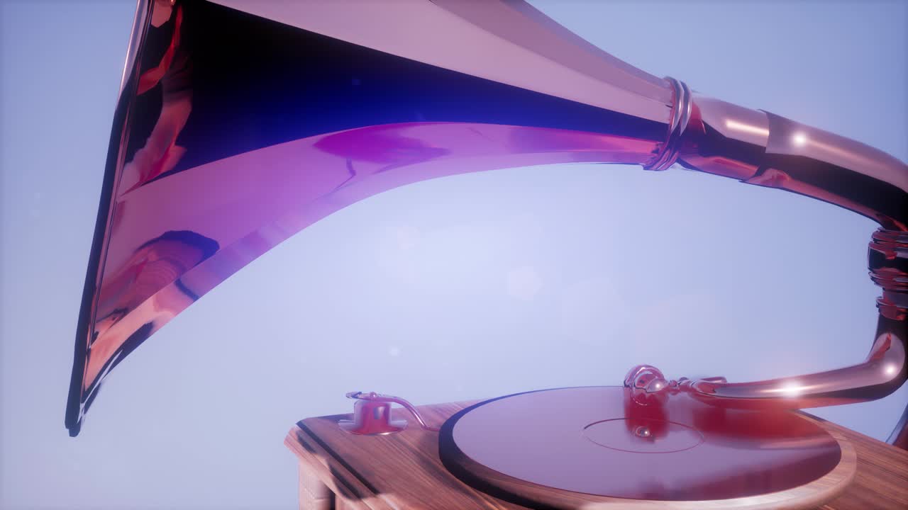 4k супер замедленное движение винтажный граммофон поворачивать