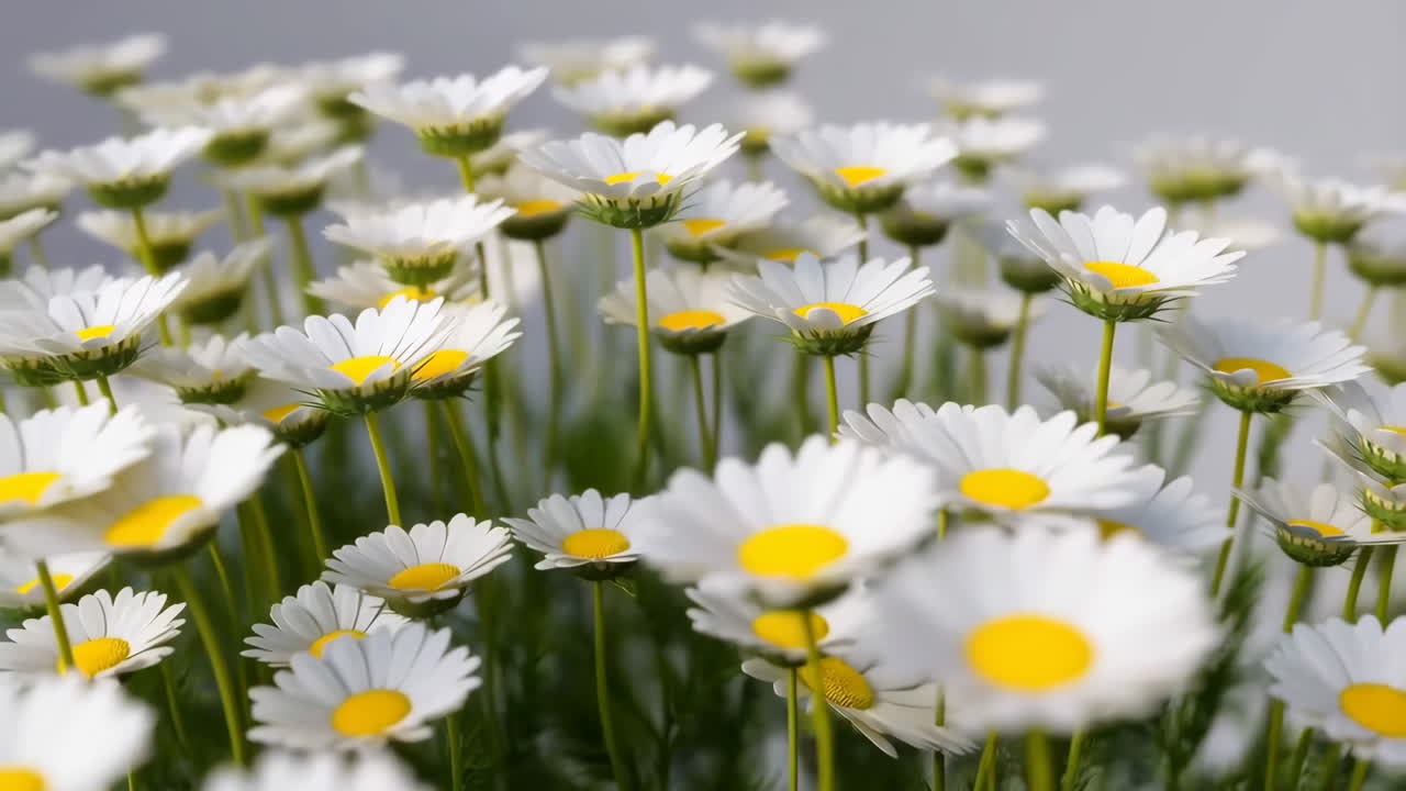 Field of White Daisies with Yellow Centers