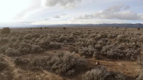 Panorámica-Aérea-Y-Toma-Panorámica-Del-Valle-Del-Desierto-Que-Termina-Con-Montañas-Distantes-En-Utah