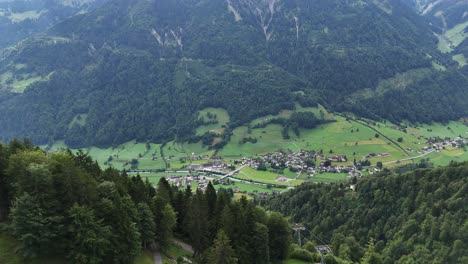 aerial view of a mountain village in the alps